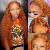 Ginger Orange Deep Curly Wigs Colored Lace Front Human Hair Wigs