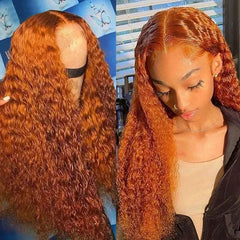 Ginger Orange Deep Curly Wigs Colored Lace Front Human Hair Wigs