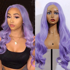 Lavender Purple Wig Body Wave HD Lace Front Wigs 100% Human Hair