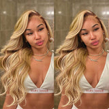 Balayage Honey Blonde Highlights #P27/613 Human Hair Wigs