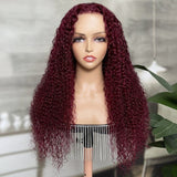 Jerry Curly 99j Burgundy Glueless Human Hair Wig For Women
