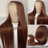 Chocolate Brown #4 Silky Straight Human Hair Wig For Women
