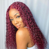 Deep Curly 99j Color Wig Dark Red 100% Human Hair Wig