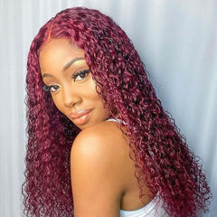 Deep Curly 99j Color Wig Dark Red 100% Human Hair Wig