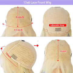 Mebary Light Golden Blonde Streaks Wig 100% Real Human Hair for Caucasian