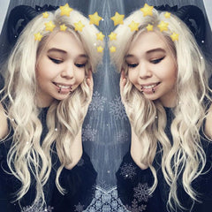 Mebary Long Blonde Wavy Lace Front Wigs for White Women 100% Human Hair