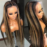 Balayage Highlight Colored Straight Wigs Human Hair