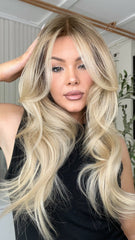 Mebary Ombre Ashy Blonde Wigs 100% Real Human Hair for Caucasian Women