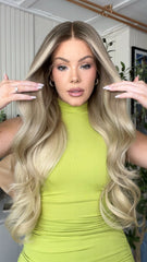 Mebary Ombre Pale Beige Blonde Wigs 13x6 Frontal Human Hair Wigs for Caucasian