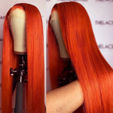 Ginger Orange #350 Sliky Straight Human Hair Wig Pre Plucked For Women