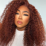 Reddish Brown #33 Curly Real Human Hair Wig For Women High Density