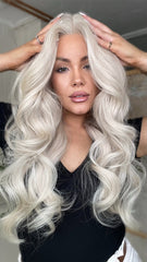 Mebary Platinum Blonde White Wigs 13x6 Lace Front Human Hair Wigs for Caucasian
