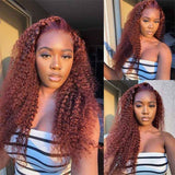 #33 Reddish Brown Curly Glueless Human Hair Wigs For Women