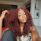 #33 Reddish Brown Curly Glueless Human Hair Wigs For Women