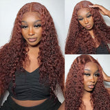 #33 Reddish Brown Curly Glueless Human Hair Wigs For Women