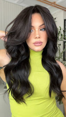 Mebary Natural Black Body Wave Lace Front Wigs Human Hair for Caucasian