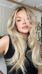 Mebary Ombre Ashy Blonde Wigs 100% Real Human Hair for Caucasian Women