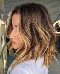 Shoulder-Length Balayage Wigs for Women Caucasian 100% Human Hair