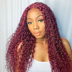 Deep Curly 99j Color Wig Dark Red 100% Human Hair Wig