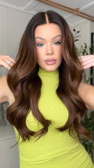 Mebary Ombre Cocoa Color Wigs 100% Real Human Hair for Caucasian Women