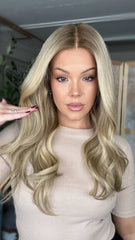 Mebary Ash Blonde Wavy Wigs Human Hair 13x6 Full Lace Wigs for Caucasian