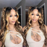 Black Roots Body Wave 4/27 Ombre Highlight Human Hair Wigs