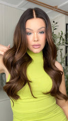 Mebary Ombre Cocoa Color Wigs 100% Real Human Hair for Caucasian Women
