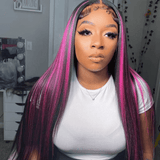 Purple Pink Highlight Mix Colored Human Hair Wig