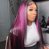 Purple Pink Highlight Mix Colored Human Hair Wig