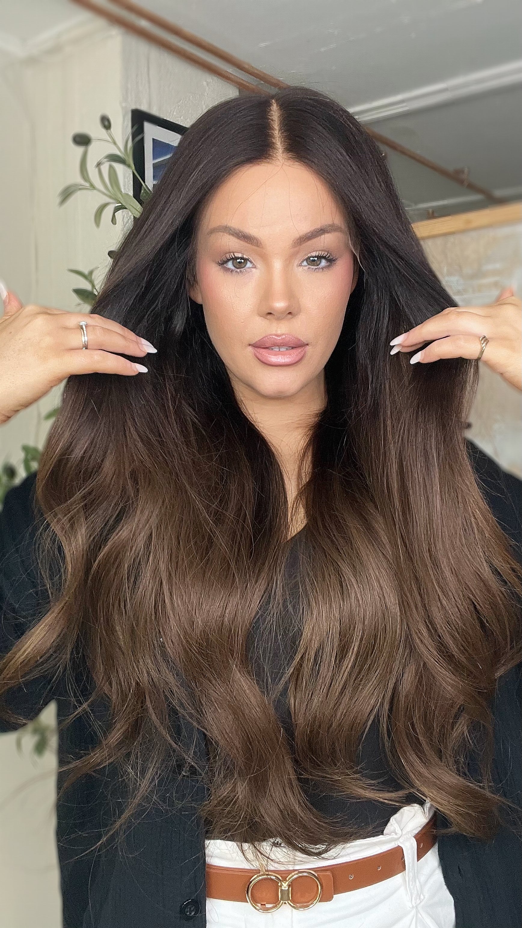 Ombre Brown Wigs 100% Real Human Hair for Caucasian 180% Density