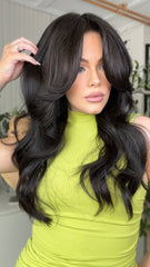 Mebary Natural Black Body Wave Lace Front Wigs Human Hair for Caucasian