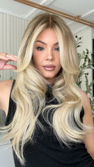 Mebary Ombre Ashy Blonde Wigs 100% Real Human Hair for Caucasian Women