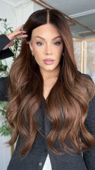 Mebary Ombre Brunette 13x6 Lace Front Wigs Human Hair for Caucasian Women