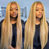 Balayage Honey Blonde Highlights #P27/613 Human Hair Wigs