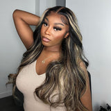 Balayage Highlight Colored Body Wave Wigs Human Hair Wigs