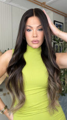 Mebary Black to Warm Gray Ombre Wigs 100% Human Hair Wig for Caucasian