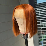 Short Ginger Orange Straight Bob Wig Human Hair Wigs for Women