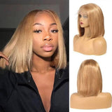 Honey Blonde Bob Wig With Baby Hair Short #27 Straight Human Hair Wigs
