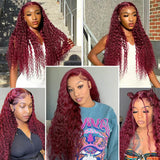 99J Burgundy Deep Wave Wigs Human Hair