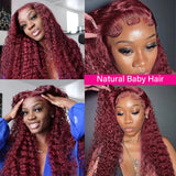 99J Burgundy Deep Wave Wigs Human Hair