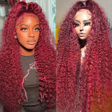 99J Burgundy Deep Wave Wigs Human Hair