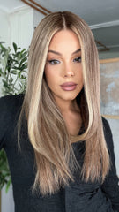 Mebary Toffee Blonde Highlights Wigs 100% Real Human Hair for Caucasian