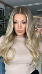 Mebary Ombre Ashy Blonde 13x6 Full Frontal Wigs for Caucasian Women