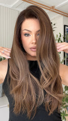 Mebary Brown Blonde Highlights Lace Wigs Human Hair for Caucasian