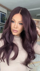Mebary Wine Red Lace Wigs 100% Real Human Hair for Caucasian 180% Density