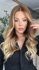 Mebary Ashy Brown Ombre Wigs 100% Real Human Hair for Caucasian Women