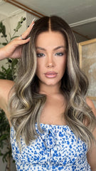 Mebary Platinum Blonde Highlights Human Hair Wigs For Caucasian Women