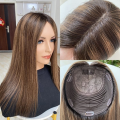 Mebary 9x9 Inches Silk Base Virgin Human Hair Topper