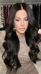 Mebary Natural Black Wavy Wigs 100% Real Human Hair for Caucasian 180% Density