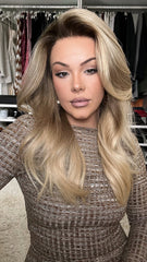 Mebary Ombre Ash Brown Wavy Lace Wigs 100% Human Hair for Caucasian